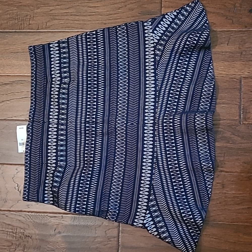 NWT Banana Republic navy blue patterned with flounce hem skirt size 14 - Picture 2 of 7
